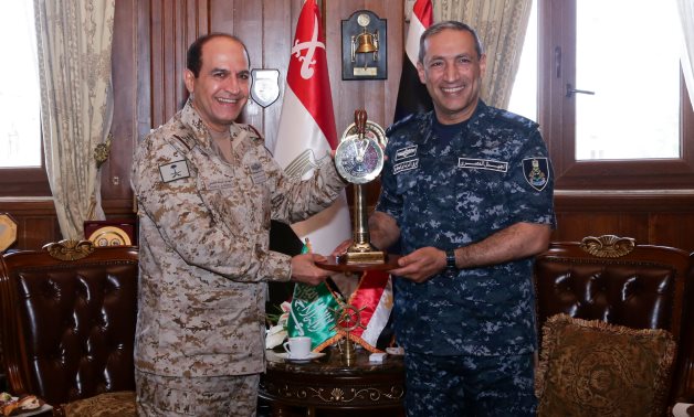 Commander of the Egyptian Naval Force Admiral Ashraf Atwa and his Saudi counterpart Fahd Bin Abdallah al-Ghefeily. Press Photo
