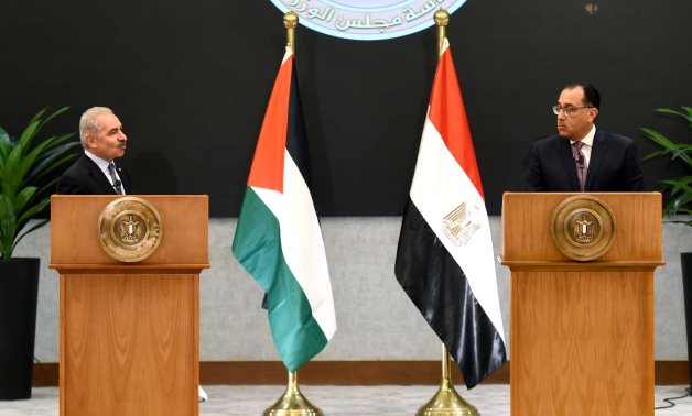 Egypt's Prime Minister Mostafa Madbouli and his Palestinian counterpart, Mohammad Shtayyeh, hold a press conference in Cairo - Egyptian Cabinet