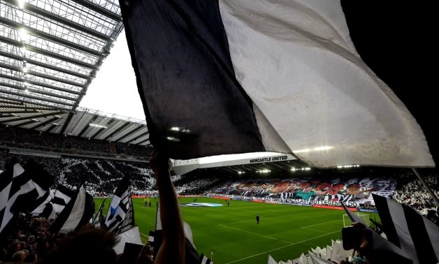 Newcastle United fans display flags inside the stadium before the match Action Images via Reuters/Lee Smith