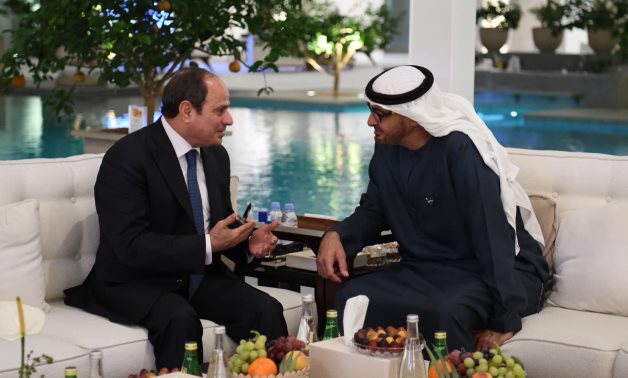 Egyptian President Abdel Fattah El Sisi and UAE's President Mohamed Bin Zayed meet in Abu Dhabi - Egyptian Presidency
