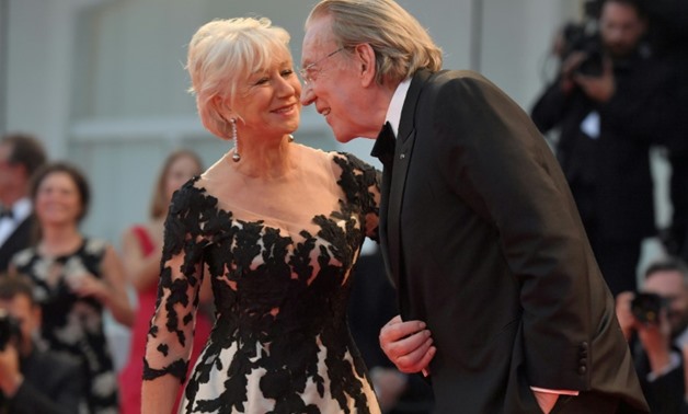 Actor Donald Sutherland and actress Helen Mirren attend the premiere of the movie "The Leisure Seeker" (Ella and John) presented in competition at the 74th Venice Film Festival on September 3, 2017 at Venice Lido-AFP / Tiziana FABI