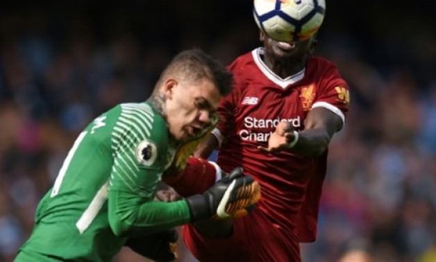 © AFP/File | manchester City goalkeeper Ederson was caught in the face by a high boot from Sadio Mane in the 5-0 win over Liverpool at Eastlands