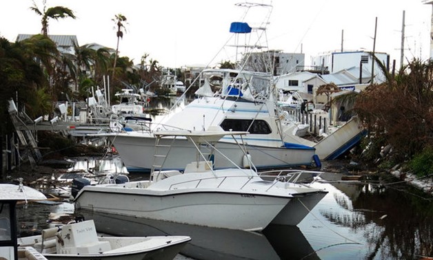 Boats clog a canal following Hurricane Irma in Cudjoe Key. Florida - REUTERS