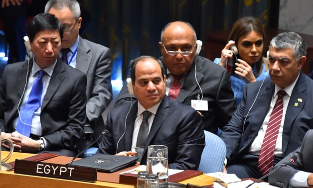 Egypt's President Abdel Fattah al-Sisi attends the meeting of U.N. Security Council