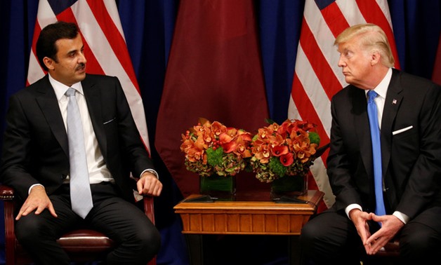 US President Donald Trump meets with Qatar's Emir Sheikh Tamim bin Hamad al-Thani in New York, U.S., September 19, 2017. (Reuters)