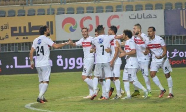 Zamalek players celebrating Ahmed Madbouly’s goal against Al-Masry – Press image courtesy Zamalek SC’s official website