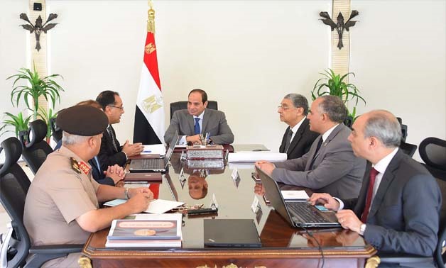 President Sisi during his meeting with a number of ministers on Saturday - Press photo