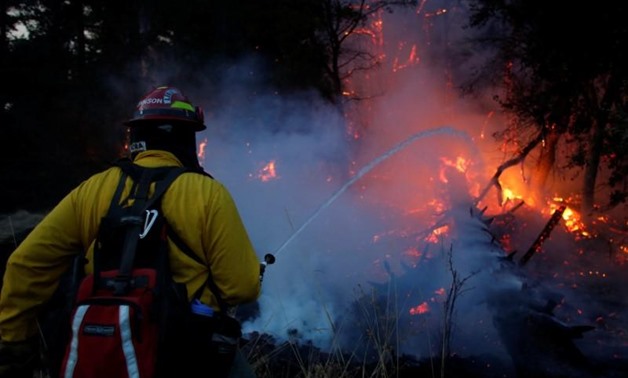 Firefighters battle a wildfire near Santa Rosa, California, U.S., October 14, 2017. REUTERS/Jim Urquhart