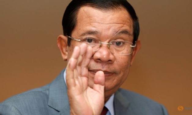 Cambodia's Prime Minister Hun Sen gestures as he attends a plenary session at the National Assembly of Cambodia in central Phnom Penh, October 16, 2017. REUTERS/Samrang Pring