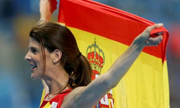 Ruth Beitia (ESP) of Spain celebrates after winning gold REUTERS