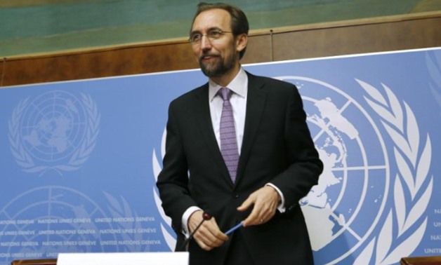Jordan's Prince Zeid Ra'ad Zeid al-Hussein, U.N. High Commissioner for Human Rights gestures after a news conference at the United Nations European headquarters in Geneva October 16, 2014 - REUTERS/Denis Balibouse