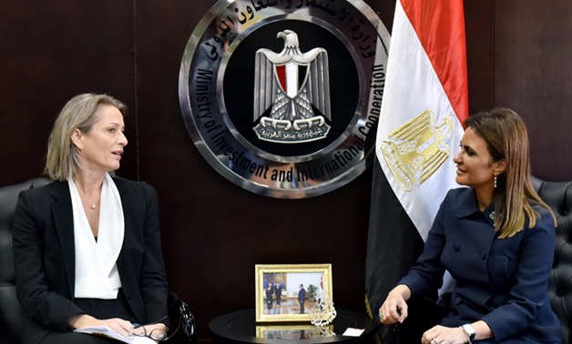Minister of Investment Sahar Nasr with Denmark’s Ambassador in Cairo Susanne Shine- Press Photo