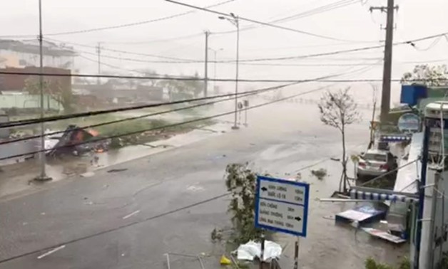 A storm batters a street in Nha Trang, as Typhoon Damrey descends on southern Vietnam, in this still image taken from social media video -
 @SINITSYN_NIKITA/via REUTERS