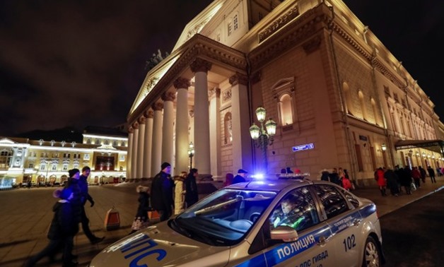 A police car is seen in front of the Bolshoi theater after bomb threats in Moscow, Russia November 5, 2017. REUTERS/Tatyana Makeyeva