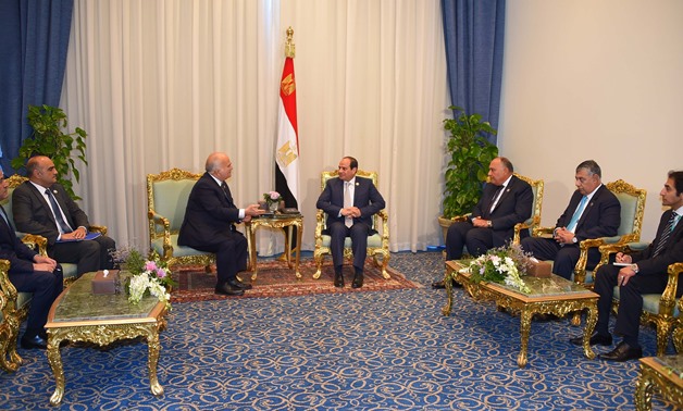  Egyptian President Abdel-Fattah al-Sisi meets Jordanian head of the Arab Thought Forum Al-Hassan Bin Tallal on the sideline of the World Youth Forum