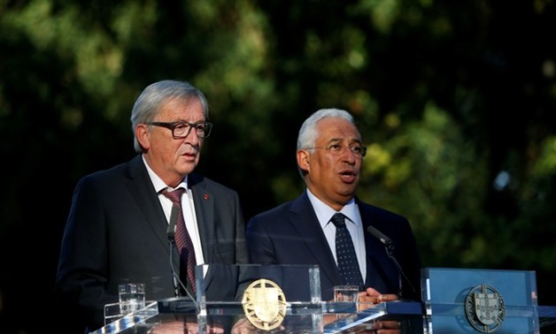 European Commission President Jean-Claude Juncker and Portugal's Prime Minister Antonio Costa attend a press conference at the Sao Bento Palace in Lisbon, Portugal October 30, 2017. REUTERS/Pedro Nunes