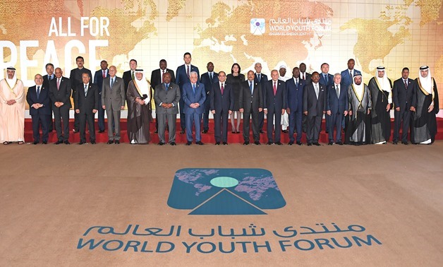 World leaders pose for a picture at the World Youth Forum in Sharm el Sheikh- press photo