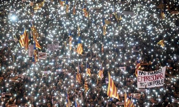 Hundreds of thousands of Catalan independence supporters protested on Saturday