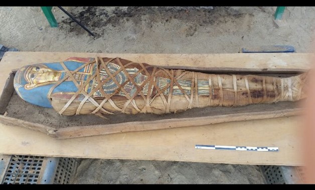 A wooden coffin with a mummy inside, dating back to Greco-Roman Period discovered on Tuesday November 14, 2017 – Courtesy of the Russian-Egyptian Archaeological Missions’ official Facebook page