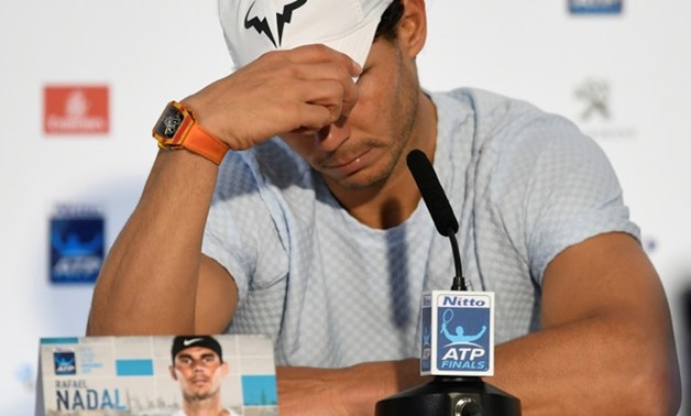 ATP World Tour Finals - The O2 Arena, London, Britain - November 13, 2017 Spain's Rafael Nadal during a press conference after losing his group stage match against Belgium's David Goffin Action Images via Reuters