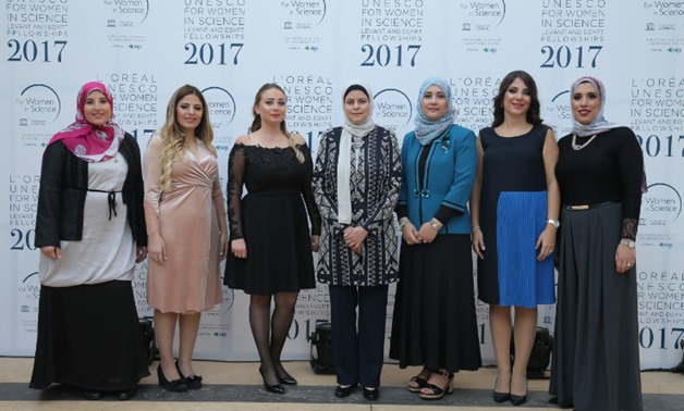 Menatallah el-Serafy (far right) and Basma Mostafa (far left) were recognized by L’Oreal-UNESCO for Women in Science regional program at the third annual award ceremony early last month - Courtesy of L'oreal Egypt