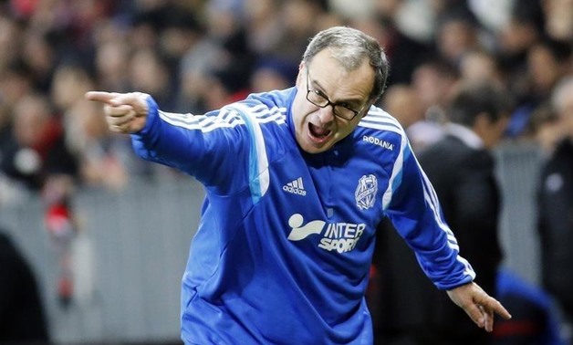 Marcelo Bielsa reacts during Olympique Marseille's Ligue1 soccer match against Nice at Allianz Riviera stadium in Nice January 23, 2015. REUTERS