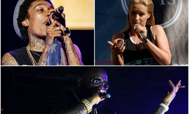 Collage image of Wiz Khalifa, Iggy Azalea and Rick Ross, November 23 - Wikimedia Commons generated with Befunky