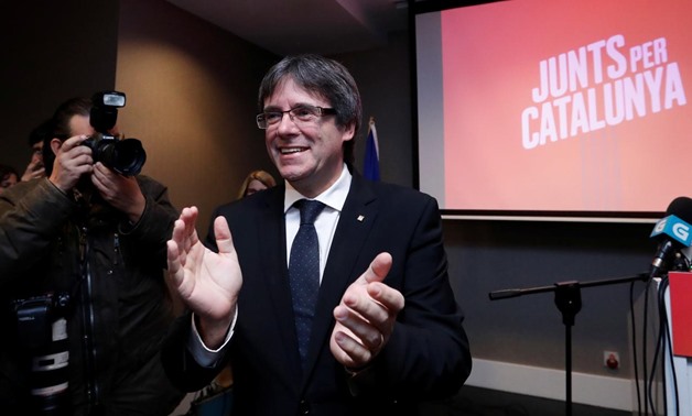 Ousted Catalan leader Carles Puigdemont attends the launch of a campaign for political platform "Junts per Catalunya" ahead of the December 21, 2017 Catalan regional election, in Oostkamp, Belgium, November 25, 2017. REUTERS/Yves Herman
