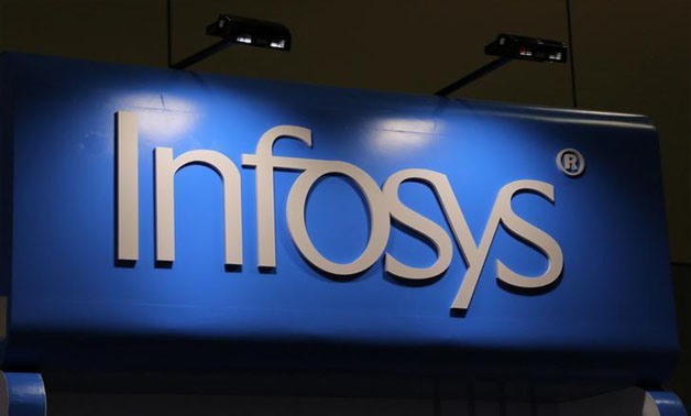 The Infosys logo is seen at the SIBOS banking and financial conference in Toronto, Ontario, Canada October 19, 2017. REUTERS/Chris Helgren/File photo