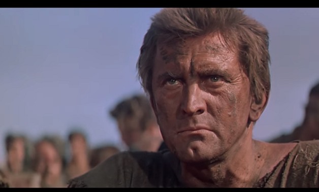 Screencap of Kirk Douglas in his iconic 1960 role of Spartacus, December 9, 2017 – YouTube/Movieclips