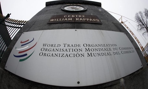 The World Trade Organization logo seen at the entrance of the headquarters in Geneva April 9, 2013. REUTERS/Ruben Sprich