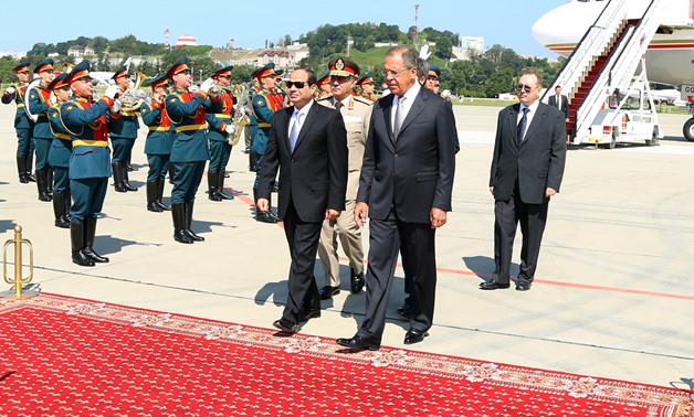 President Abdel Fatah al-Sisi in his first visit to Russia as the 2014 elections in August 2014- Press Photo