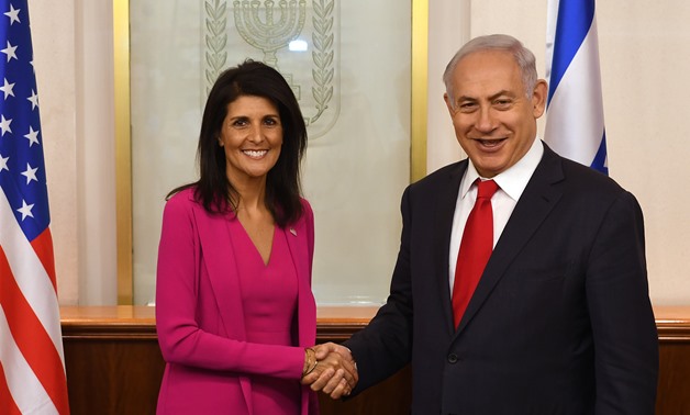 FILE: U.S. Permanent Representative to the UN, Ambassador Nikki Haley meets Israeli Prime Minister Benjamin Netanyahu at his office in Jerusalem, June 7, 2017 – U.S. Embassy Tel Aviv / Flickr