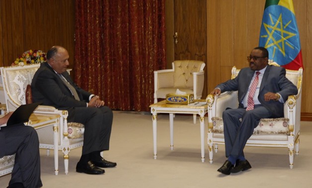 Meeting held between Ehiopian Prime Minister Hailemariam Desalegn and Foreign Minister Sameh Shoukry – Press Photo