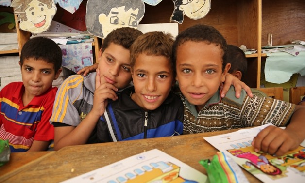 Schoolboys in a school in Cairo where WFP complements Egypt's national school meals project - photo courtesy World Food Program (WFP)/Jonathan Dumont