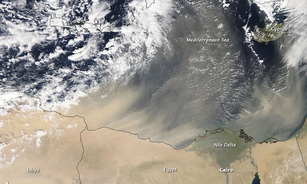 Dust blew off the coast of northern Africa and over the Mediterranean Sea- NASA image courtesy Jeff Schmaltz
