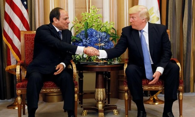 President Abdel Fatah al-Sisi (L) during his visit to Washington to meet U.S. President Donald Trump (R) on April 3, 2017 - File photo