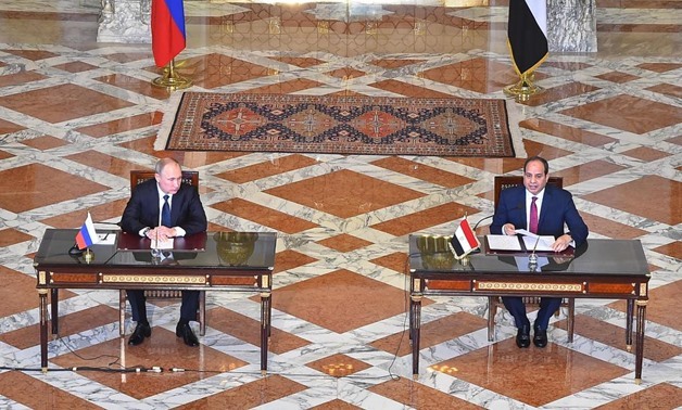 President Abdel fatah al-Sisi with his Russian counterpart Vladimir Putin - Press photo