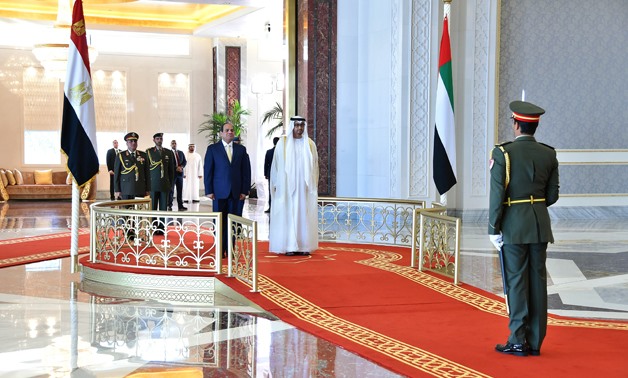 FILE -  President Abdel Fatah al-Sisi arrives in Abu Dhabi fora two-day visit on December 1, 2016- press photo