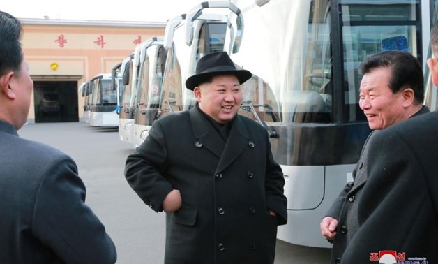 FILE PHOTO: North Korean leader Kim Jong Un inspects a newly established Pyongyang trackless trolley factory in this undated photo released by North Korea's Korean Central News Agency (KCNA) in Pyongyang on February 1, 2018. KCNA/via REUTERS