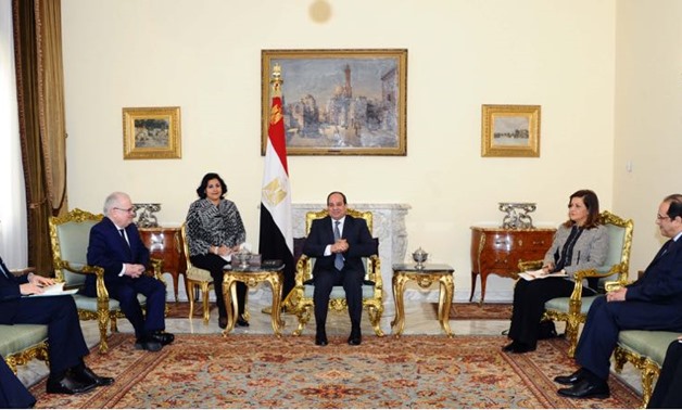 President Abdel Fatah al-Sisi received director of French national school Ecole Nationale d'Administration (ENA) Patrick Gerard on Sunday - Press Photo 