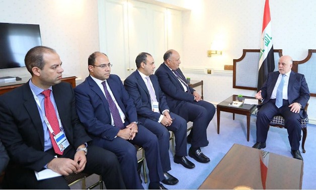 Egypt's Foreifn Minister Sameh Shoukry with Iraqi Prime Minister Haidar al Abadi - Courtesy of Iraqi foreign ministry 