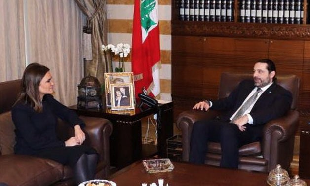 Lebanese Prime Minister Saad al-Hariri during his meeting with Investment and International Cooperation Minister Sahar Nasr - Press photo 