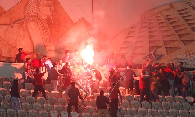 Flares lit at Cairo Stadium after Al-Ahly -Monana match on March 6, 2018 - Photo by Karim Abdel Aziz/Egypt Today