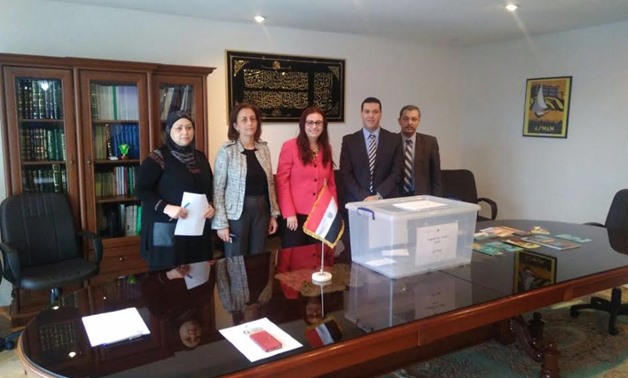 Egyptian Ambassador in Bosnia Hala el-Beshlawy and members of the Egyptian embassy during presidential election on 16 March 2018 - Egyptian embassy's Facebook page.