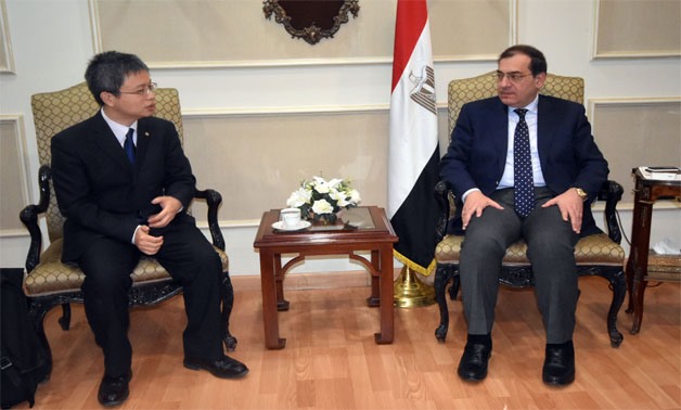 Petroleum Minister Tarek el-Molla during his meeting with the Chairman of Power China company - Press photo