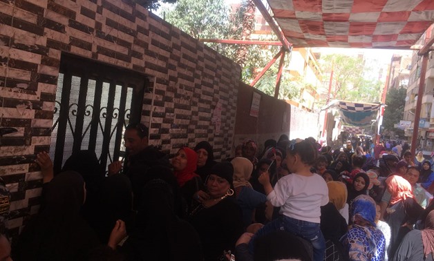 Voters line up outside El-Khansaa Primary School in Ain Shams to cast their vote in presidential election - Photo by Nourhan Magdi/Egypt Today