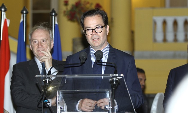 French Ambassador to Egypt Stephane Roumatier during the inauguration ceremony of the GIDE Bureau for legal consultation, April 12, 2018 - Egypt Today/Mahmoud Fakhry