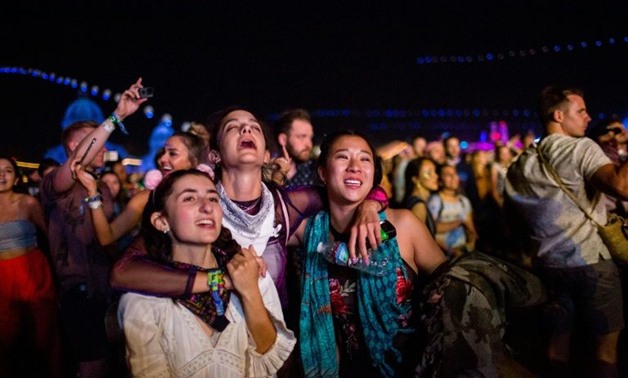 Fans watch Beyonce perform during the Coachella festival in Indio, California
