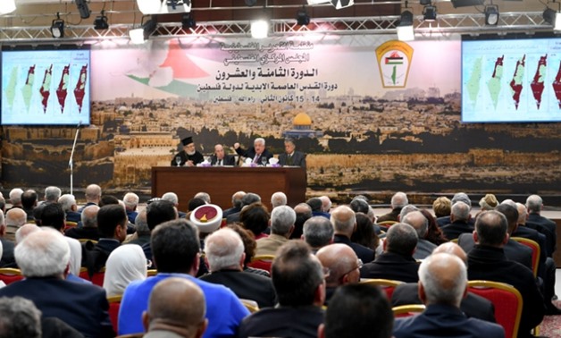 President Mahmoud Abbas speaking at the Palestinian Central Council - Press Photo